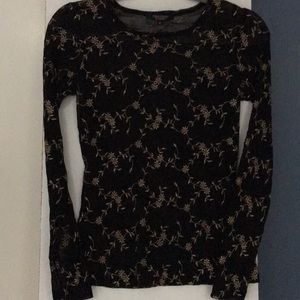 Karen Kane Black Detailed Gold embroidered top